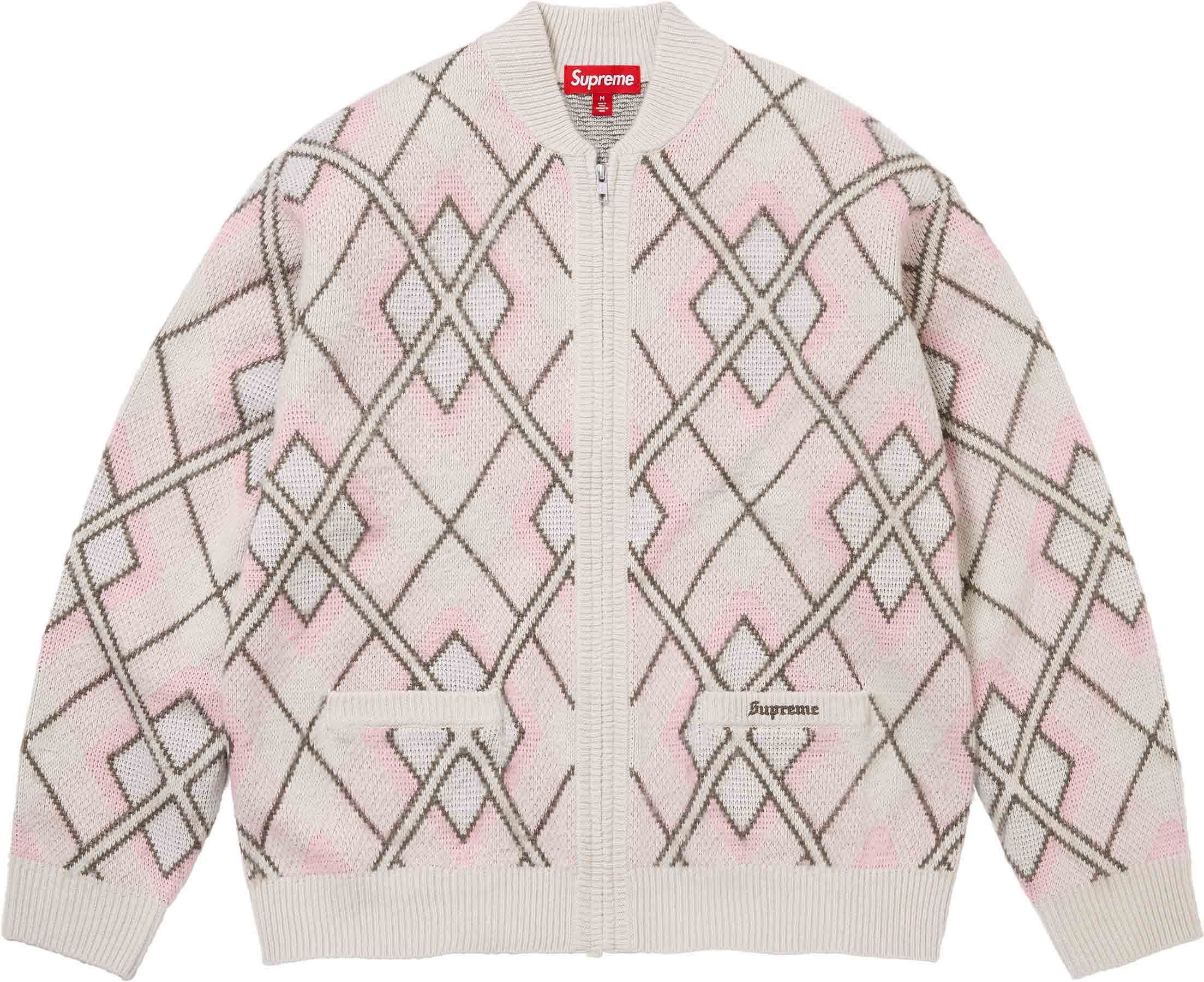 Brushed Argyle Zip Up Cardigan view 3